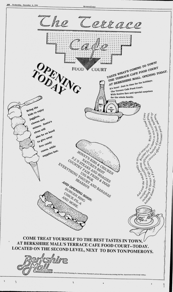 The Terrace food Court Grand Opening Berkshire Mall ad
