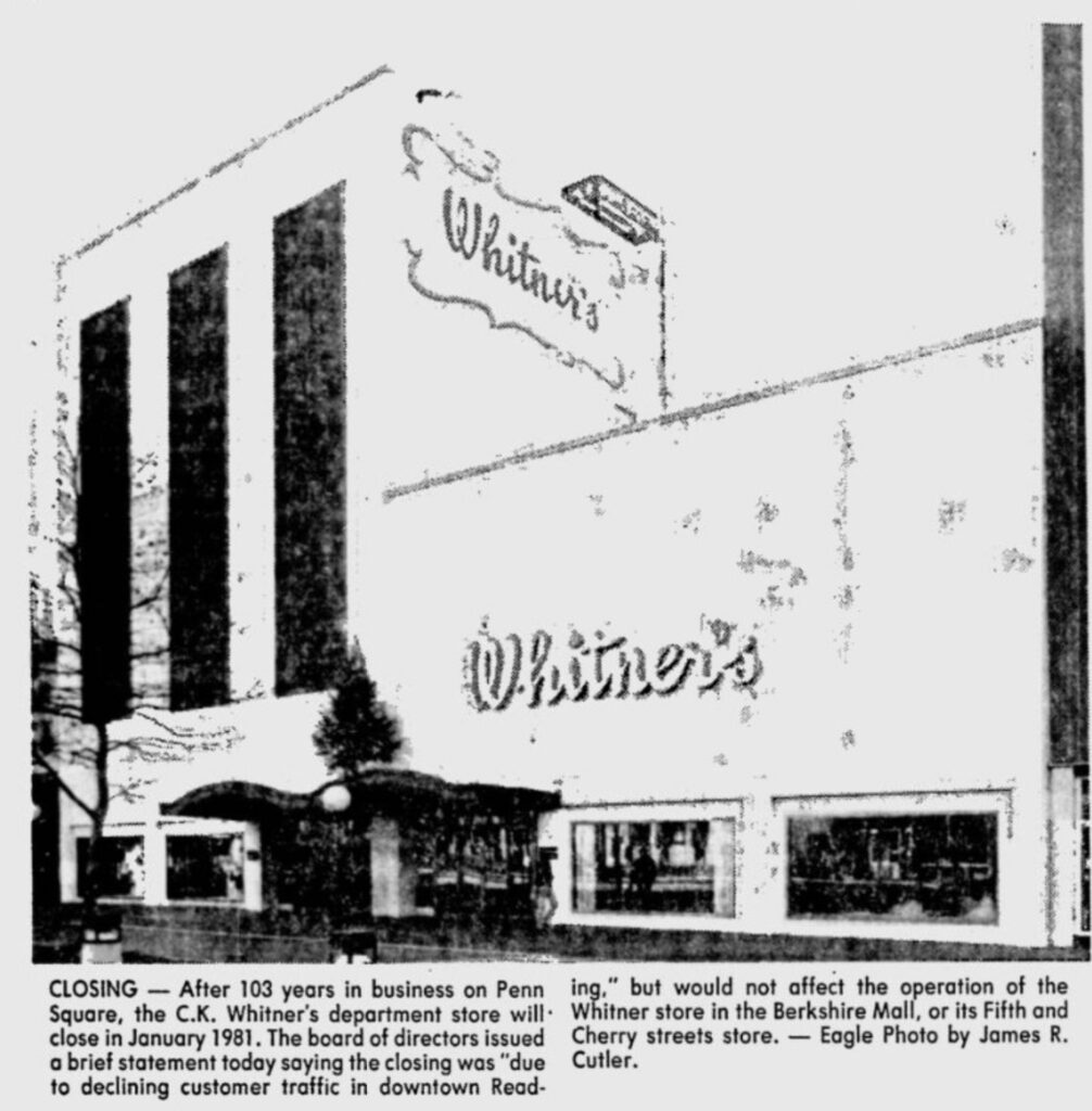 C.K. Whitner's Department Store - Berks Nostalgia